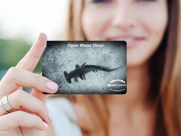 New February 2023 PADI hammerhead shark certification card